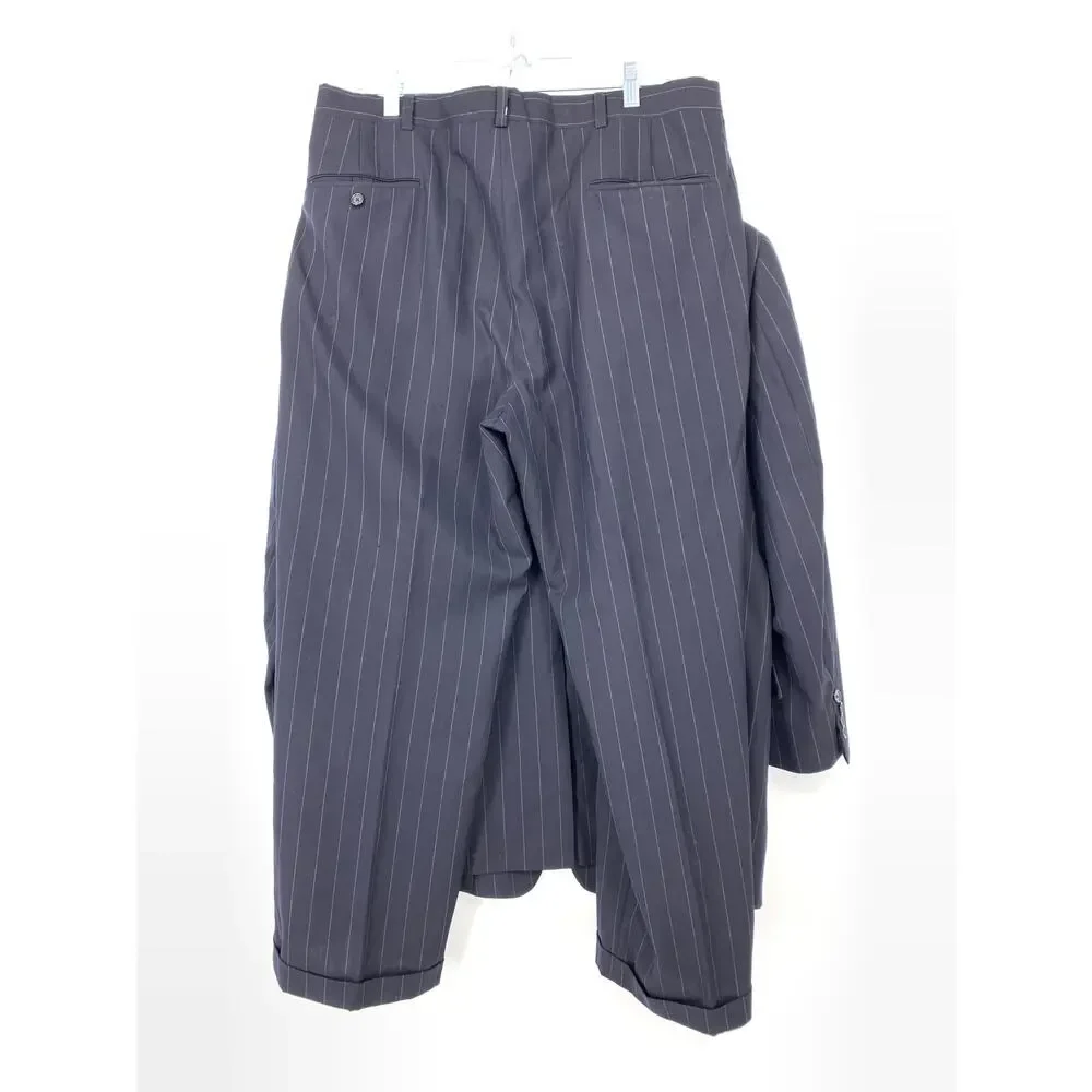 VTG Burberrys Wool Suit Set Pants + Blazer Mens Sz 41R 36 X 28 Blue Pinstripe